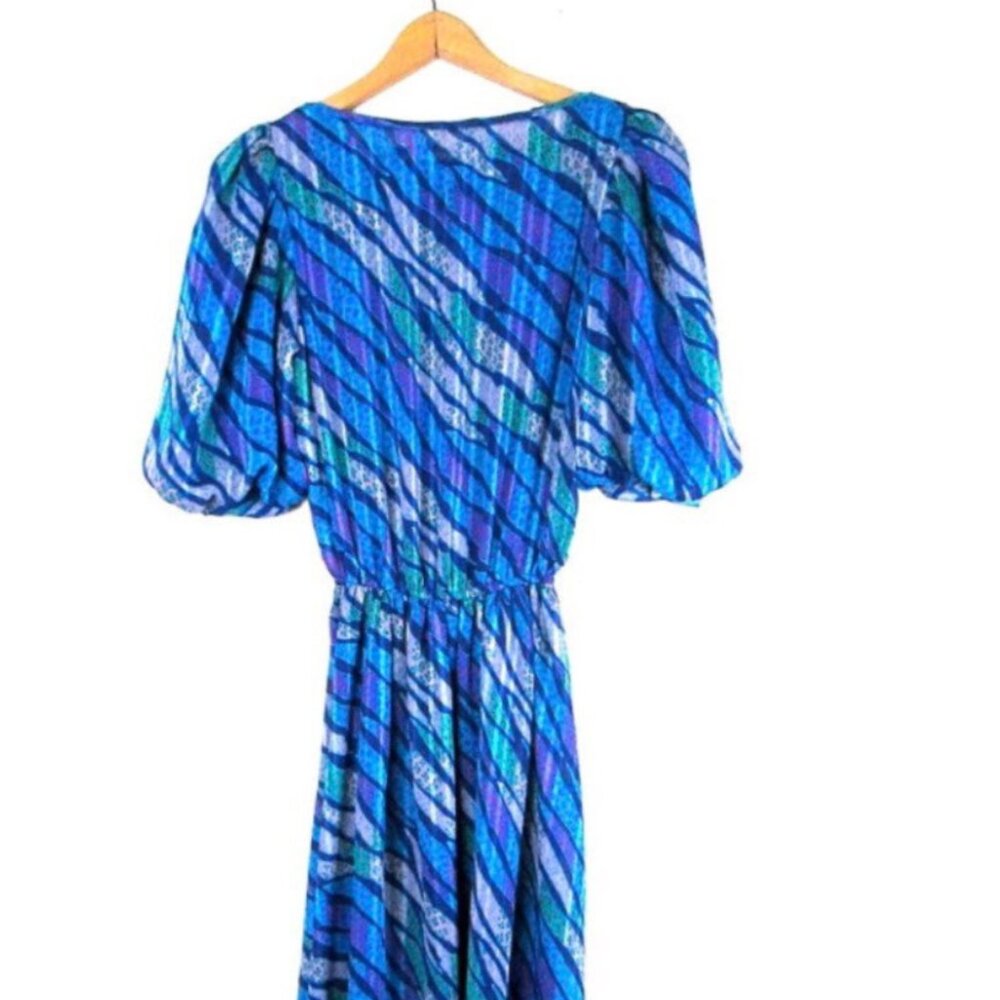 Vintage1970's Purple LEOPARD PRINT Puff Sleeve Patty O'Neil Graphic Dress